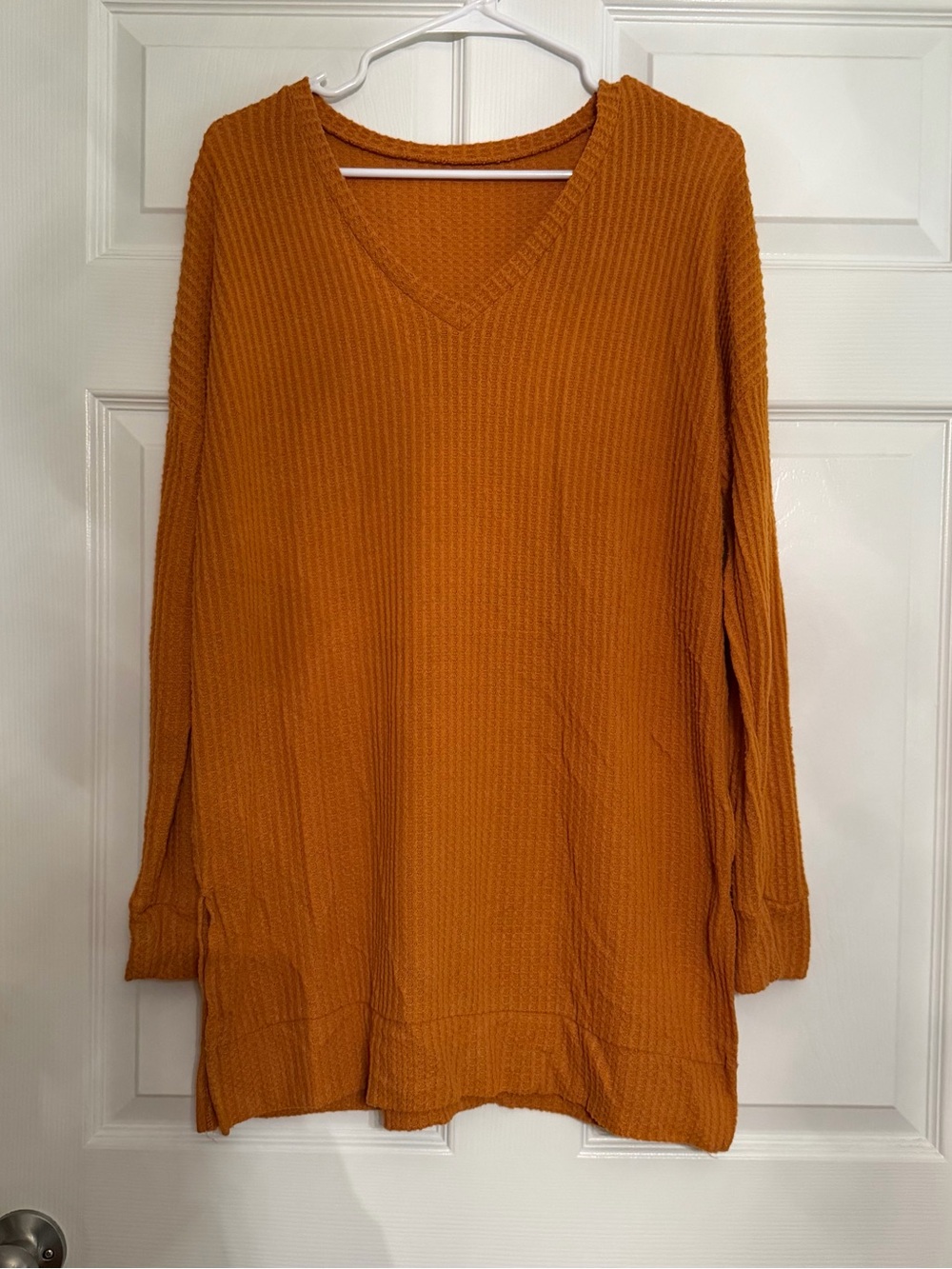 Source Unknown Women's V-Neck Waffle Knit Tunic - Mustard Gold